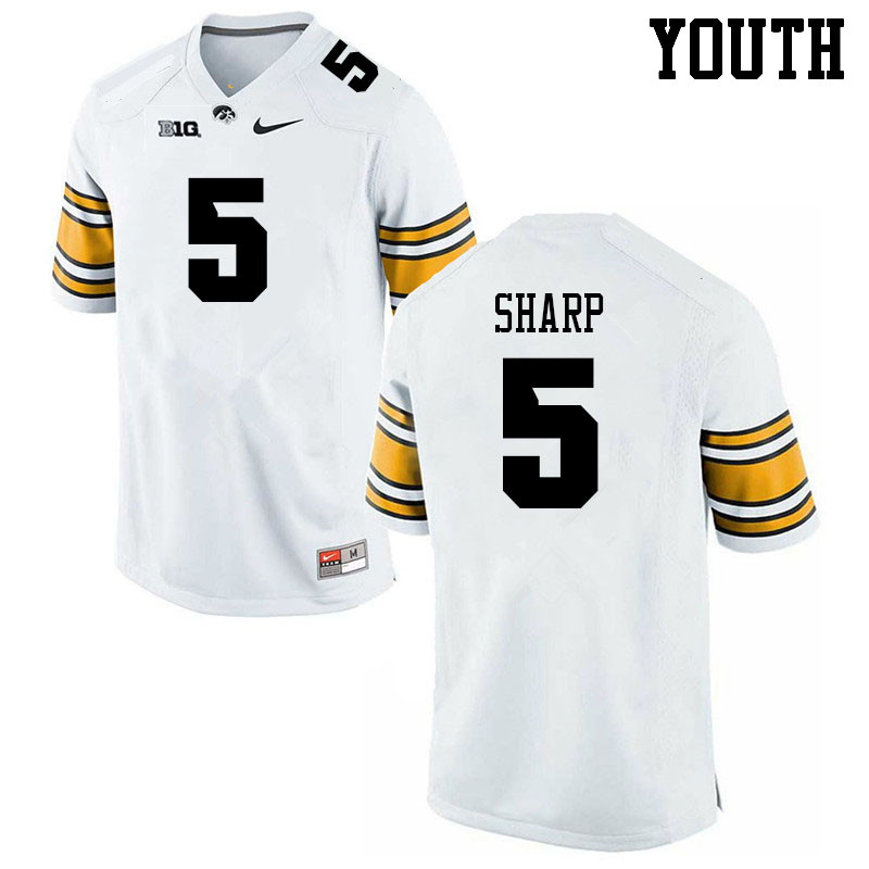 Youth #5 Jack Sharp Iowa Hawkeyes College Football Jerseys Sale-White - Click Image to Close